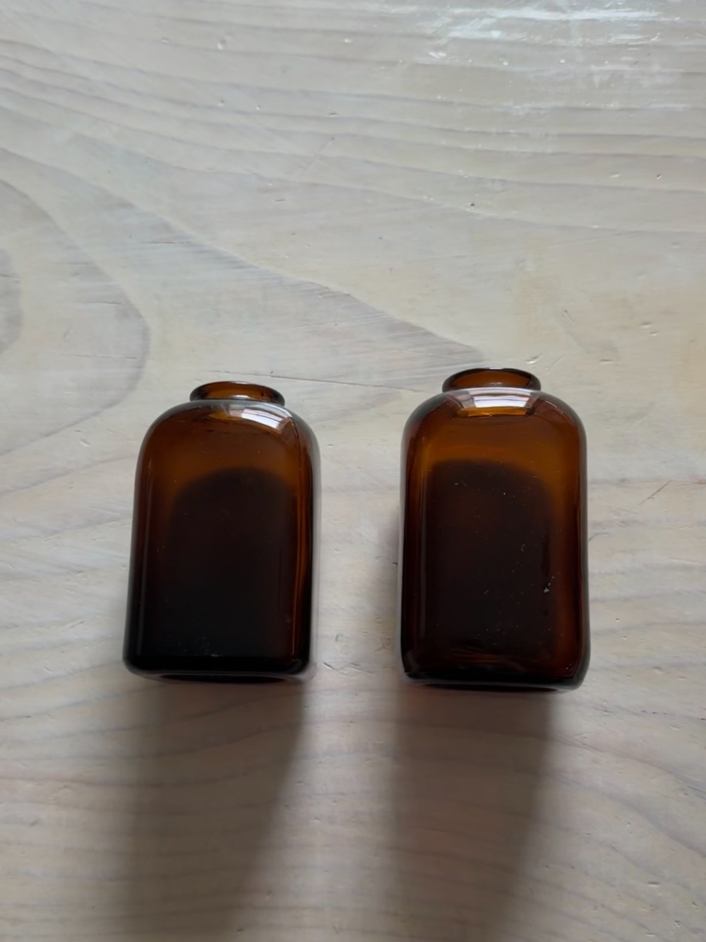 Amber Glass Decorative Vases β Set of 2